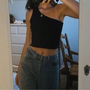 SHIEN black one strap crop top